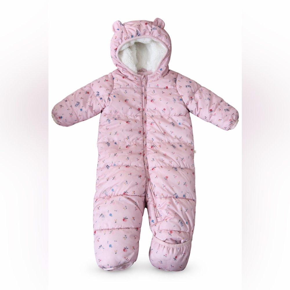 Baby GAP | ColdControl Max | Pink | Floral | Sherpa Lined Bunting Suit | 6-12M